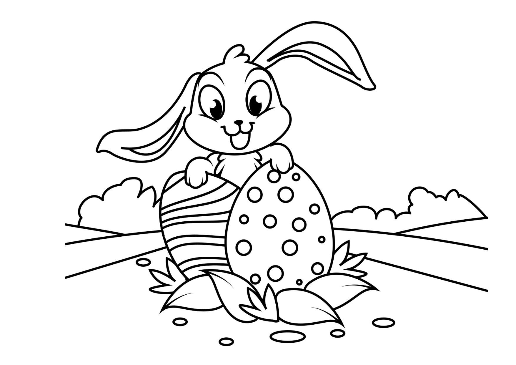Coloriage lapin pA¢ques, A , oeufs pA¢ques